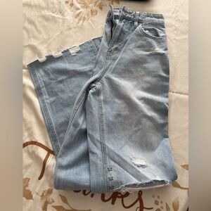 Flying Monkey Light Wash Distressed Wide Leg Jeans
